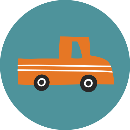 Graphic icon of a red pickup truck Graphic icon of a red pickup truck