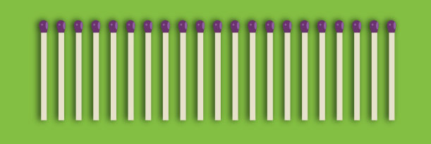 A long row of purple matchsticks.
